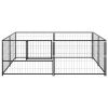 Dog Kennel Black 43.1 ft¬≤ Steel