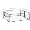 Dog Kennel Black 43.1 ft¬≤ Steel