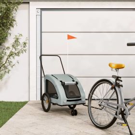 Pet Bike Trailer Gray Oxford Fabric and Iron (Color: Gray)